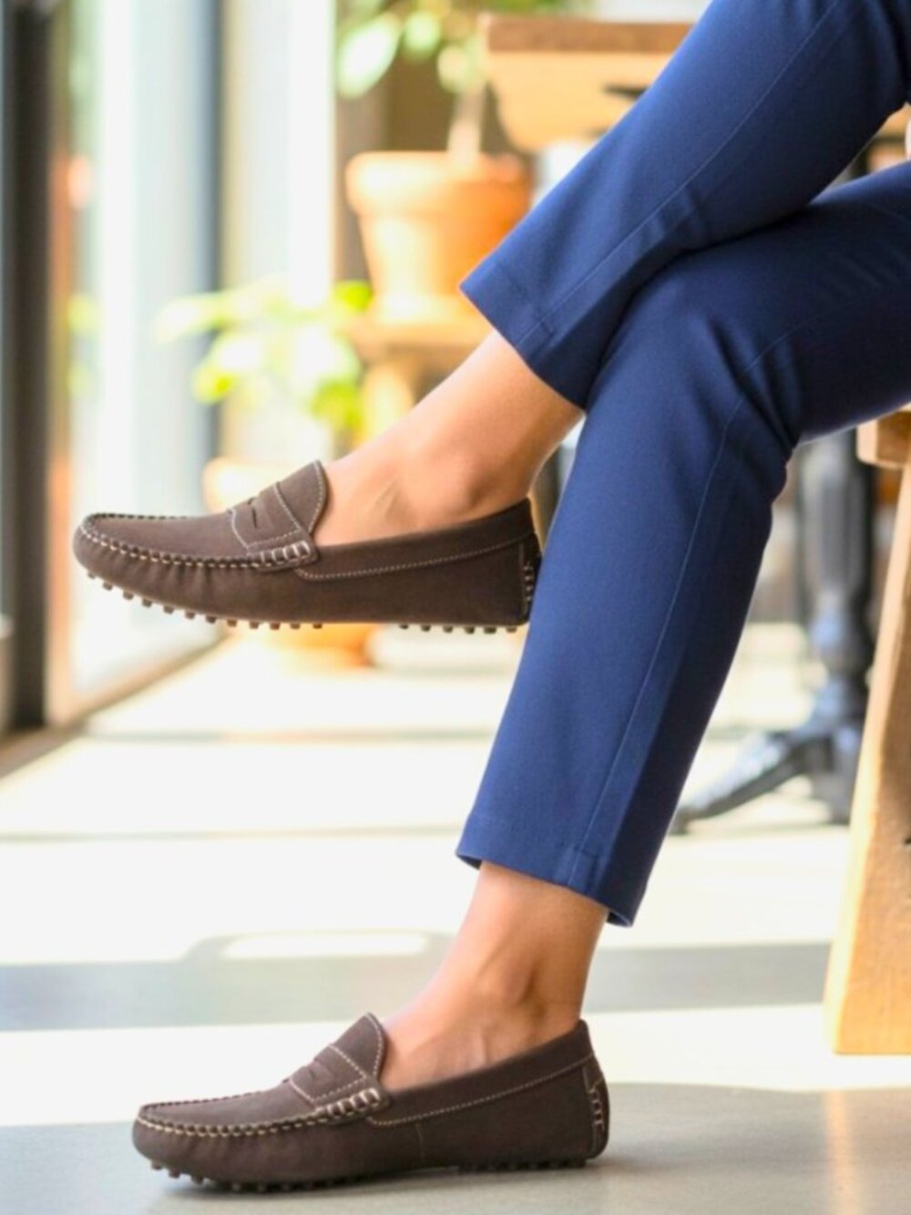 Primigi Brown Leather Cushioned Moccasin Shoes Size 38Y (Women Size 6) EUC